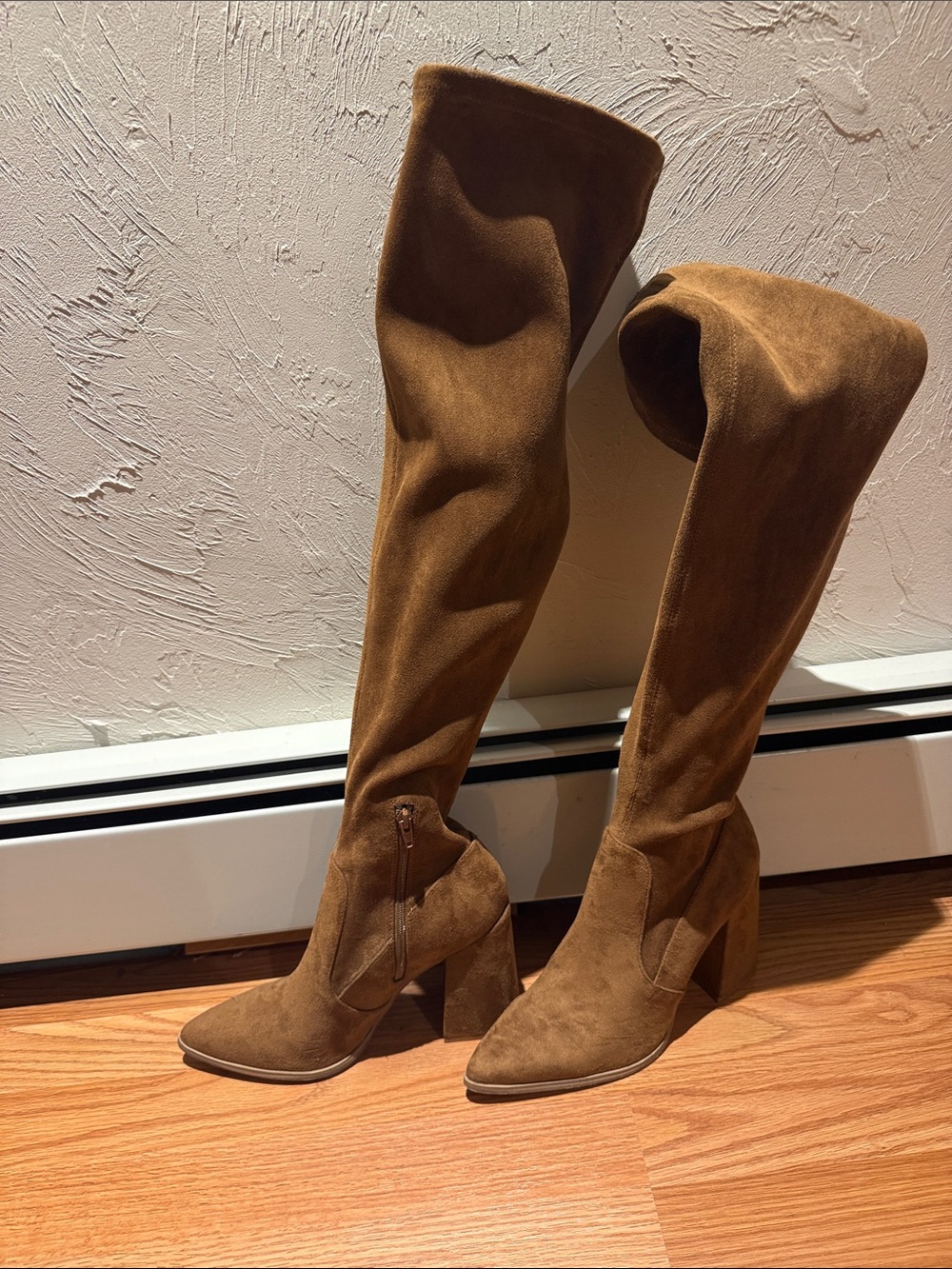 Marc Fisher Over-the-Knee Pointed Toe Suede Boots in Tan Brown